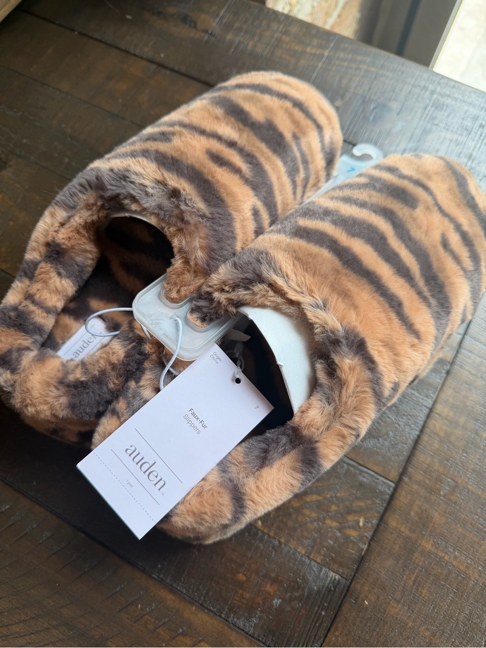 Auden Faux Fur Tiger Print Platform Slippers